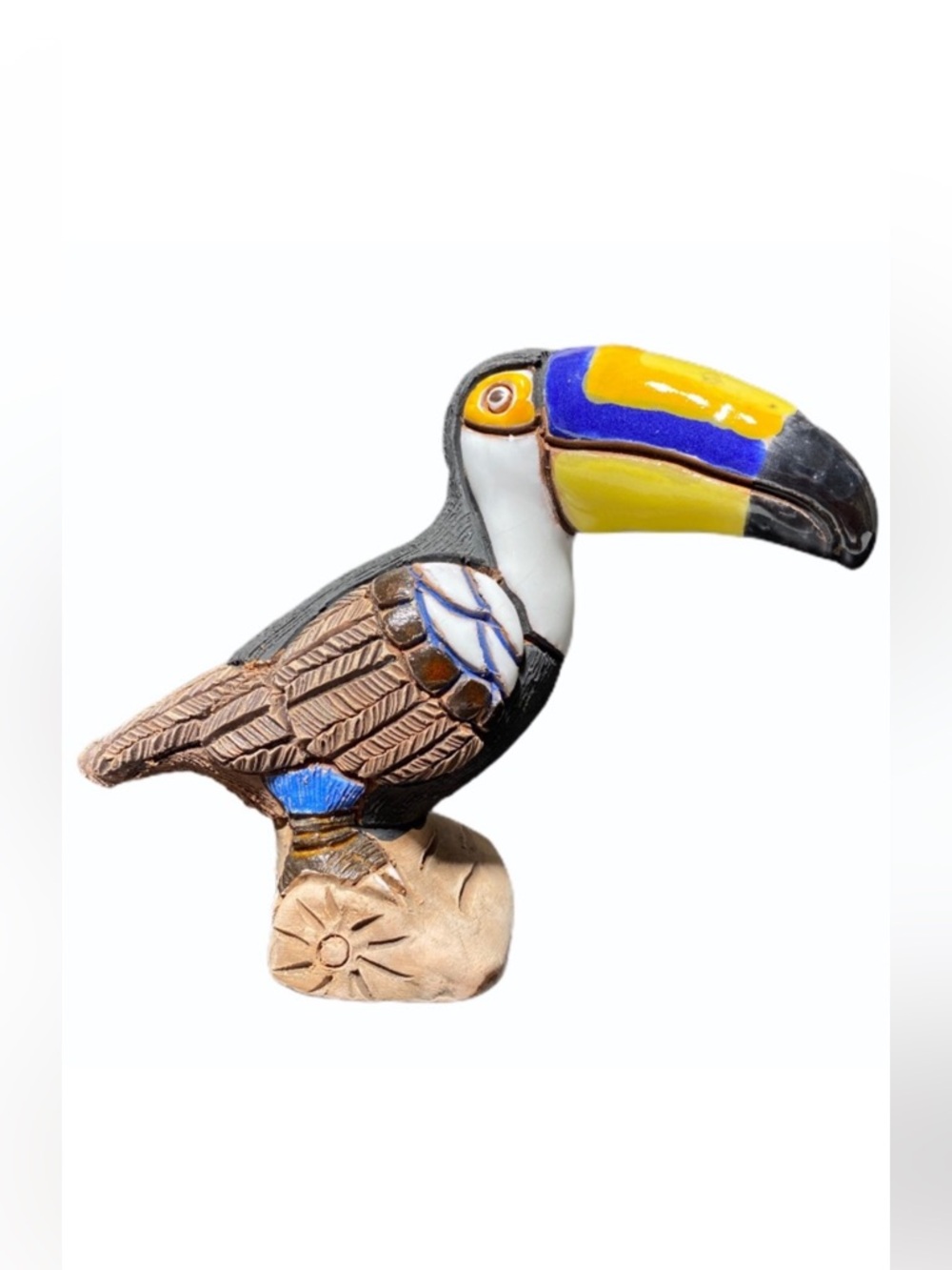 HL° • Vintage Terra Cotta Pottery Toucan Bird Figurine Decor